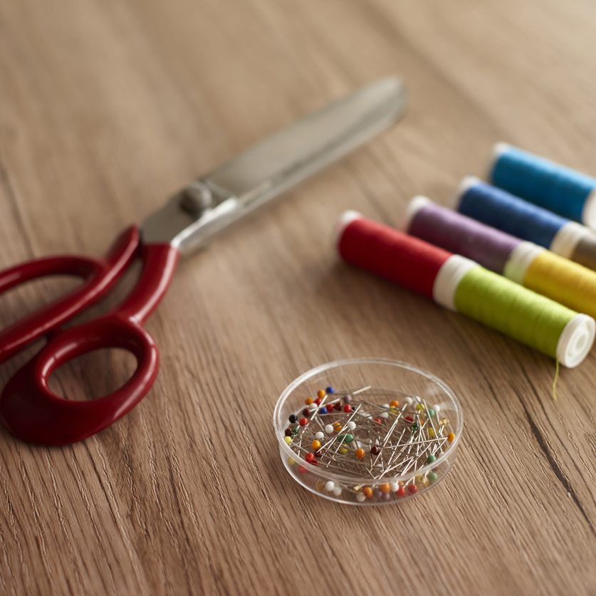 Colorful sewing items on the table